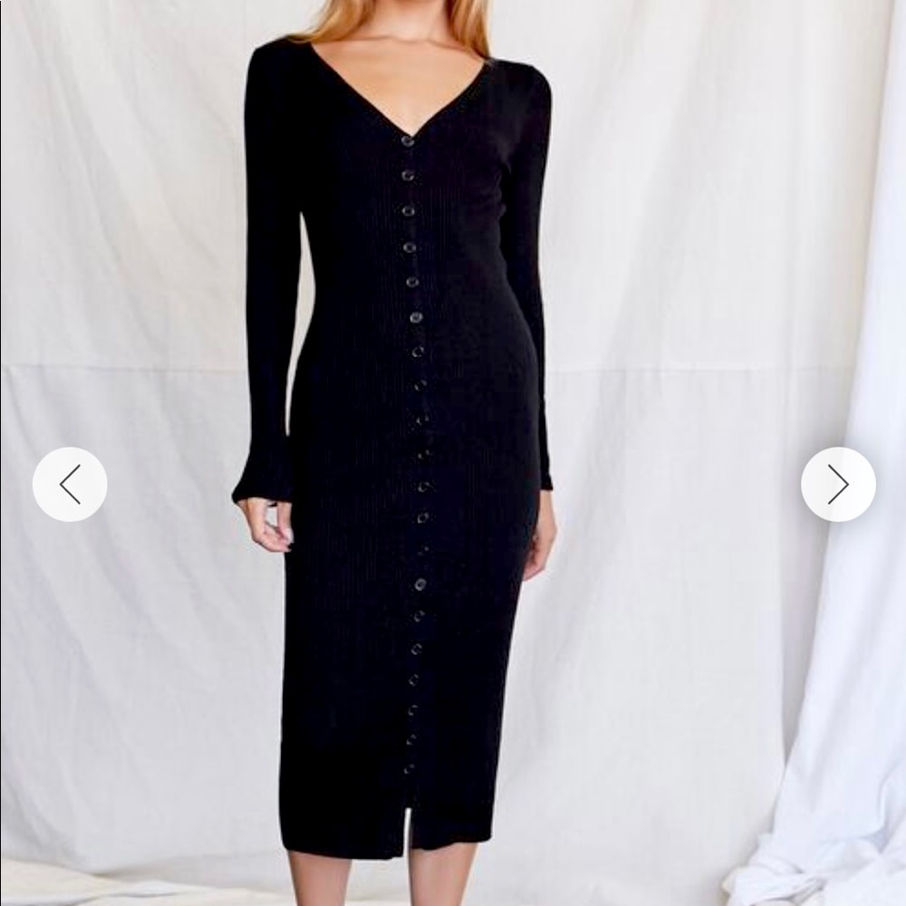 Ribbed Button Sweater Dress
